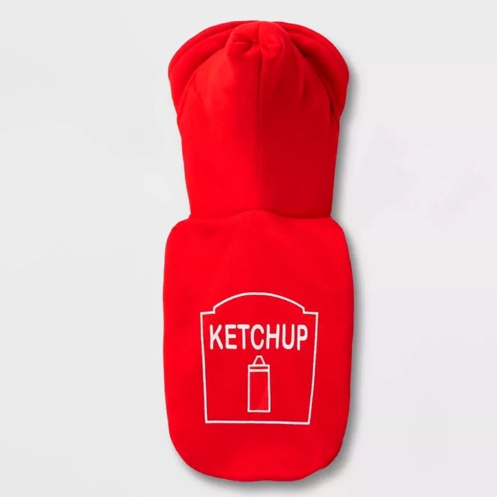 Hyde & Eek Boutique Ketchup Hoodie Dog Costume Size S Funny Pet Halloween Outfit